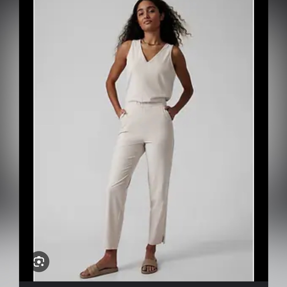 Athleta Ivory V-Neck Sleeveless Jumpsuit